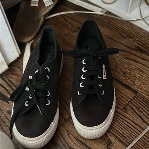 Superga Black Canvas Sneakers platform